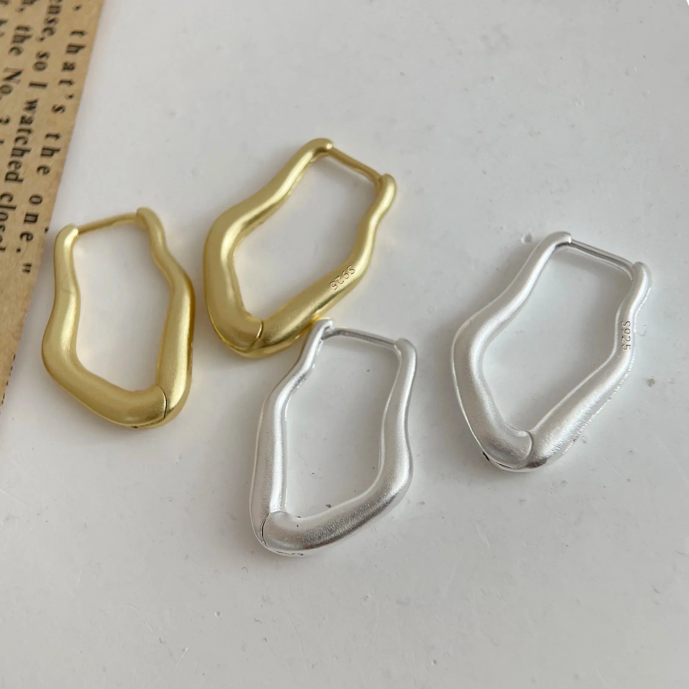 925 Sterling Silver Earrings For Women Trendy Simple Shinning Gold Earring Jewelry Prevent Allergy Party Christmas Accessories
