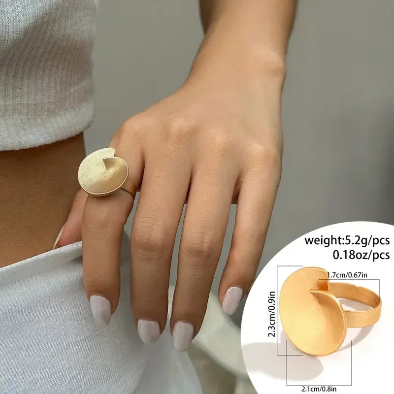 Irregular Chunky Big Geometric Gold Silver Color Rings for Women Men Personality Elastic Rope Connection Finger Rings