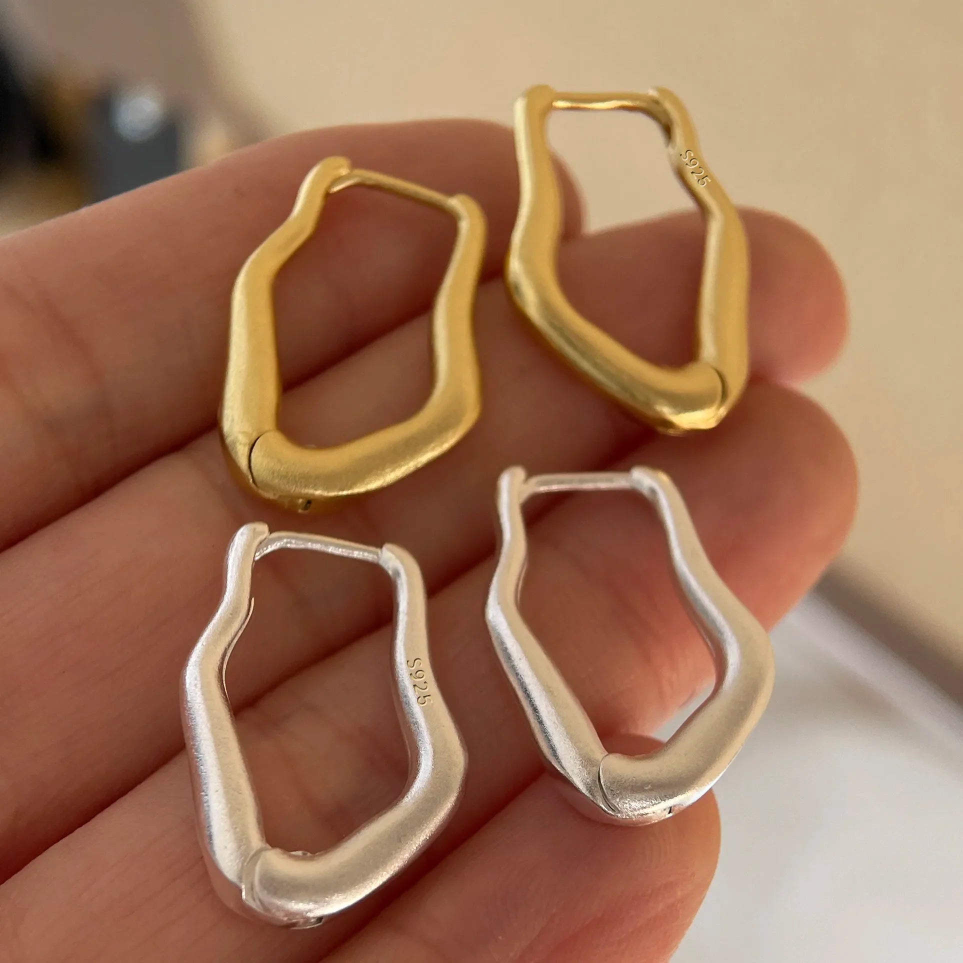 925 Sterling Silver Earrings For Women Trendy Simple Shinning Gold Earring Jewelry Prevent Allergy Party Christmas Accessories