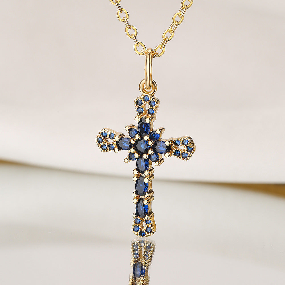 Womens Niche Geometric Pendant Necklace With Copper Plated In 18K Gold And Micro Set Zirconia Stones